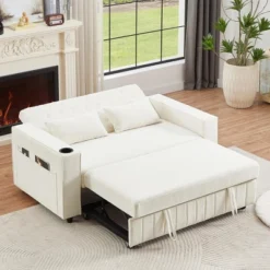67.7" Chenille Reclining Loveseat Sofa Bed With USB Ports, Cup Holders, And Storage Pockets -Baxton Studio Shop GUEST 9e4aed0b f1fb 46a5 986d b40345c33711