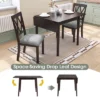 Foldable Dining Table Set For Small Space, 5 Pcs Set Farmhouse Style, Small Kitchen Table Set With Drop Leaf And 4 Dining Upholstered Chairs, Black