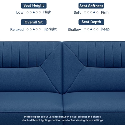 Dyonery 75.8" Linen Fabric Comfy Futon Couch Bed For Living Room 3 Seater Convertible Sleeper Sofa With Adjustable Backrests Modern Folding Loveseat 4 Dyonery 75.8" Linen Fabric Comfy Futon Couch Bed For Living Room 3 Seater Convertible Sleeper Sofa With Adjustable Backrests Modern Folding Loveseat - Image 4