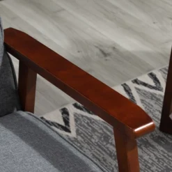 HOMCOM Modern Upholstered 2-Seat Loveseat Sofa With Linen-Touch Fabric And Rubberwood Legs, Gray -Baxton Studio Shop GUEST 9e806b59 c1e5 4170 8f46 8dc75056a86d