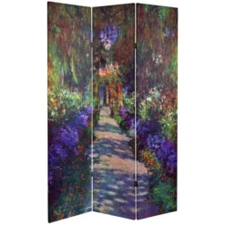 6' Tall Double Sided Works Of Monet Canvas Room Divider - Oriental Furniture