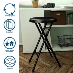 COSCO 24" Backless Vinyl Padded Folding Stools, 4-Pack, Black -Baxton Studio Shop GUEST 9e9d6f5f 52ce 4535 b4ec 4eb9efaabc13