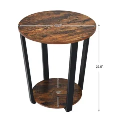 Costway Industrial End Table Metal Frame W/ Storage Shelf