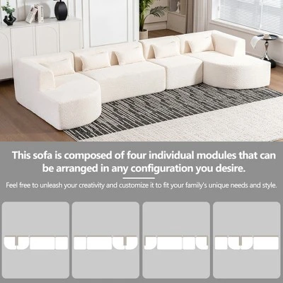 144"W Modular Sectional Sofa, Oversized Upholstered Cloud Couch With 2 Chaise Lounge & 5 Pillows - ModernLuxe 3 144"W Modular Sectional Sofa, Oversized Upholstered Cloud Couch With 2 Chaise Lounge & 5 Pillows - ModernLuxe - Image 3