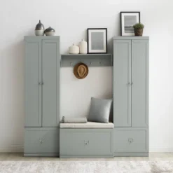 4pc Harper Entryway Set With Bench, Shelf And 2 Pantry Closets - Crosley -Baxton Studio Shop GUEST 9ebd5792 995e 4222 adfc bc132ca44d5e