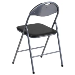 Flash Furniture 2 Pack HERCULES Series Black Vinyl Metal Folding Chair With Carrying Handle -Baxton Studio Shop GUEST 9ed44d65 0e6e 4757 a8a7 b70e126223a3