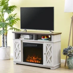 48" TV Stand For TVs Up To 55" With Electric Fireplace White - Home Essentials 11 48" TV Stand For TVs Up To 55" With Electric Fireplace White - Home Essentials -Baxton Studio Shop GUEST 9f190f8d c54a 4865 90f7 42554f2d91b1