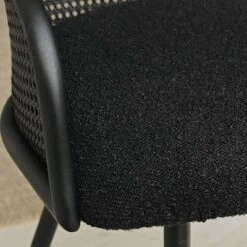 Set Of 6 Rattan Dining Chairs, Modern Upholstered Armchairs With Black Metal Frame & Woven Cane Back For Kitchen & Dining Room-Maison Boucle 14 Set Of 6 Rattan Dining Chairs, Modern Upholstered Armchairs With Black Metal Frame & Woven Cane Back For Kitchen & Dining Room-Maison Boucle -Baxton Studio Shop GUEST 9f4212f1 8fb0 4612 89ed c7eab144283e