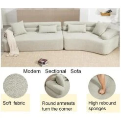 139"W 4-Seater Sectional Sofa Sleeper Sofa Bed With ARC Armrests, Double Backrests And Pillows, No Assembly Required-ModernLuxe -Baxton Studio Shop GUEST 9f80dc06 8d3d 496d b91e 892e00f62676