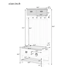 TIRAMISUBEST Hall Tree With 6 Hooks And Hinged Lid - Brown Entryway Organizer With Storage -Baxton Studio Shop GUEST 9f8112ce 0922 478a aa47 d085900f51e1