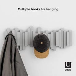 Umbra Sticks Multi Hook Coat Rack Modern Unique, Space-Saving Coat Hanger With 5 Flip-Down Hooks Gray -Baxton Studio Shop GUEST a0026b9c 62be 411e 8523 2ca3c35ec275