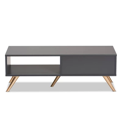 Kelson Wood Coffee Table Dark Gray/Gold - Baxton Studio 4 Kelson Wood Coffee Table Dark Gray/Gold - Baxton Studio - Image 4