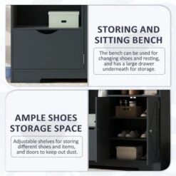 TIRAMISUBEST Hall Tree With Bench & Storage - 5-in-1 Entryway Organizer With Drawers, Antique Blue -Baxton Studio Shop GUEST a0095114 98c8 46a5 8a20 3d3cfab9a984