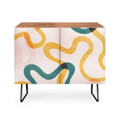 ThirtyOne Illustrations Streamers Black Legged Credenza - Deny Designs -Baxton Studio Shop GUEST a00ad80c d319 4d37 b544 f9313277a268