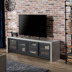 Briggin Industrial TV Stand For TVs Up To 70" Black - HOMES: Inside + Out