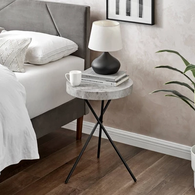 17.6" Round 3 Legged Industrial Style Side Table Cement - Danya B. 11 17.6" Round 3 Legged Industrial Style Side Table Cement - Danya B. - Image 11