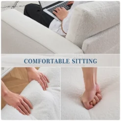 Garvee 84" Sofa Couch, Modern 3 Seater Sofa, Large Boucle Sofa For Living Room With Streamlined Armrests & Wood Feet -Baxton Studio Shop GUEST a073bfdd 45c0 48ad bbe5 1ad7582e9680