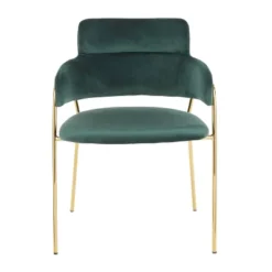 Set Of 2 Napoli Contemporary Chairs Gold/Emerald Green Velvet - LumiSource: Chrome-Plated, Metal Legs, Floor Protectors -Baxton Studio Shop GUEST a080ef0a 50f2 4c6d a2e1 f84caec33a64