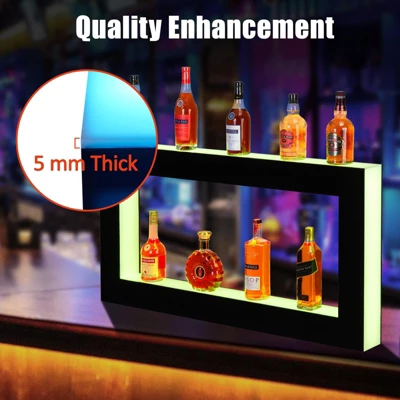 LED Lighted Liquor Bottle Display, Square 3-Step 48-Inch Wall Mounted Acrylic Liquor Shelf With Remote & App Control 3 LED Lighted Liquor Bottle Display, Square 3-Step 48-Inch Wall Mounted Acrylic Liquor Shelf With Remote & App Control - Image 3