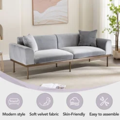 Modern Velvet Loveseat Sofa With Metal Legs And Two Pillows-ModernLuxe 16 Modern Velvet Loveseat Sofa With Metal Legs And Two Pillows-ModernLuxe -Baxton Studio Shop GUEST a08c0c53 2571 4631 80a1 defa471fdecb