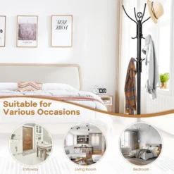 Costway 78'' Metal Coat Rack Free Standing Tree Hat Umbrella Holder Hanger Hooks Black -Baxton Studio Shop GUEST a0958f66 dac7 4ad8 9222 a280be5815ad