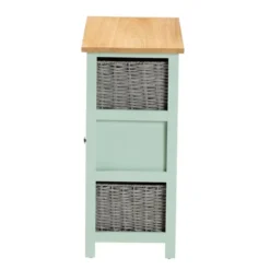 Valtina Two-Tone Wood 3 Drawer Storage Unit With Baskets Oak Brown/Gray/Mint Green - Baxton Studio -Baxton Studio Shop GUEST a0c6aacc 860b 43a2 8b4e d8a35a3bdc21
