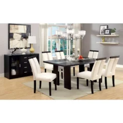 Set Of 2 Stevenson White Leatherette Padded Open Slit Back Chair Black/White - HOMES: Inside + Out