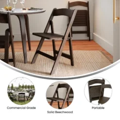 Flash Furniture Holden Commercial Grade Solid Wood Folding Dining Chair - Set Of 4 -Baxton Studio Shop GUEST a0cb0884 6d45 4692 856e 0b7830138699