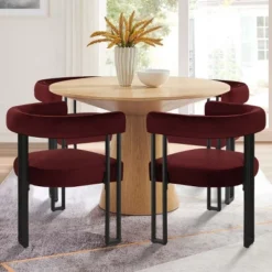 Velvet Dining Chairs Set Of 4, Upholstered Accent Armchairs With Geometric Black Metal Legs For Kitchen Or Dining Room - Maison Boucle 26 Velvet Dining Chairs Set Of 4, Upholstered Accent Armchairs With Geometric Black Metal Legs For Kitchen Or Dining Room - Maison Boucle -Baxton Studio Shop GUEST a0e9ae28 c557 4d32 b6f6 5dcbd6ce2f37