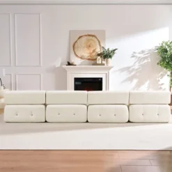 Mjkone U-Shaped Velvet Modular Sectional Sofa With Free Combination Ottoman,Convertible 4-Seater Sofa With Rivet Trim -Baxton Studio Shop GUEST a0ebbe69 59f2 4e8b a7ec 583cd64ed806