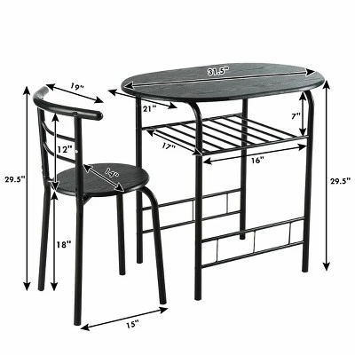 Costway 3 Pcs Dining Set 2 Chairs And Table Compact Bistro Pub Breakfast Home Kitchen 1 Costway 3 Pcs Dining Set 2 Chairs And Table Compact Bistro Pub Breakfast Home Kitchen