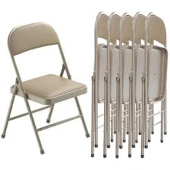 SUGIFT Folding Chairs Portable Vinyl Padded Folding Chair With Durable Steel Frame -Baxton Studio Shop GUEST a1305ce2 09e0 4020 a389 6a974d1df57a
