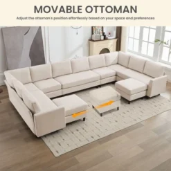 Hyleory Spacious 12-Seater U-Shaped Modular Sofa With Ottomans,Relaxed Style, Reconfigurable Design -Baxton Studio Shop GUEST a1329fea b0ee 4b65 88ab bd8275cd1580
