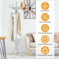 Costway Wood Standing Hat Coat Rack Jacket Bag Hanger Tree W/12 Hooks & Umbrella Stand 14 Costway Wood Standing Hat Coat Rack Jacket Bag Hanger Tree W/12 Hooks & Umbrella Stand -Baxton Studio Shop GUEST a135f385 0610 4d35 be11 59b61f7878fe