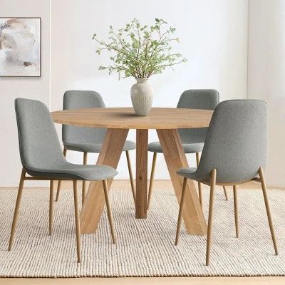 Set Of 4 Dining Chairs With Back, Upholstered Modern Accent Chairs With Metal Wood-Look Legs For Dining Room-Maison Boucle 10 Set Of 4 Dining Chairs With Back, Upholstered Modern Accent Chairs With Metal Wood-Look Legs For Dining Room-Maison Boucle - Image 10