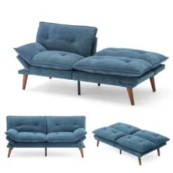 70" Chenille Futon, Convertible Loveseat Sleeper Sofa With Adjustable Backrest And Armrest For Small Spaces And Living Rooms -Baxton Studio Shop GUEST a17f34e6 bbe3 419d b7e8 4535650747d3