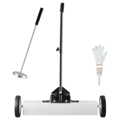 VEVOR 24-Inch Magnetic Sweeper With Wheels, 50 Lbs Capacity, With Telescoping Magnetic Pickup Tool, Adjustable Handle, Magnetic Pickup Sweeper, White -Baxton Studio Shop GUEST a1b0a9ae d333 4976 8886 a355b2beb55c