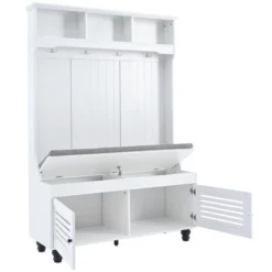 TIRAMISUBEST 5-in-1 Hall Tree With Storage Bench & 4 Hooks - Shutter Door Entryway Organizer For Coats, Shoes, Farmhouse Style, 47" 14 TIRAMISUBEST 5-in-1 Hall Tree With Storage Bench & 4 Hooks - Shutter Door Entryway Organizer For Coats, Shoes, Farmhouse Style, 47" -Baxton Studio Shop GUEST a1e820b5 4a0c 4f97 91a9 1eb23e55e9f5
