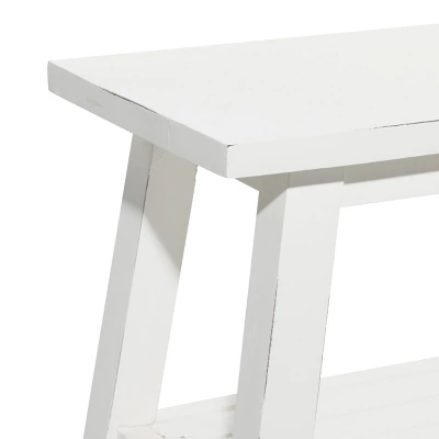 Farmhouse Solid Wood Bench White - Olivia & May 2 Farmhouse Solid Wood Bench White - Olivia & May - Image 2
