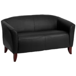 Emma And Oliver Leather Reception/Living Room Loveseat With Cherry Wood Feet -Baxton Studio Shop GUEST a212e3be 1ec7 4a2f 84bb 69088b4d4665