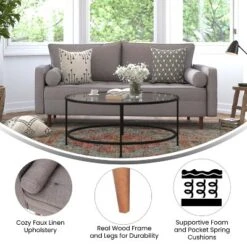 Flash Furniture Hudson Mid-Century Modern Sofa With Tufted Upholstery & Solid Wood Legs -Baxton Studio Shop GUEST a2186e0b b198 4b05 b986 05a30cc2a586