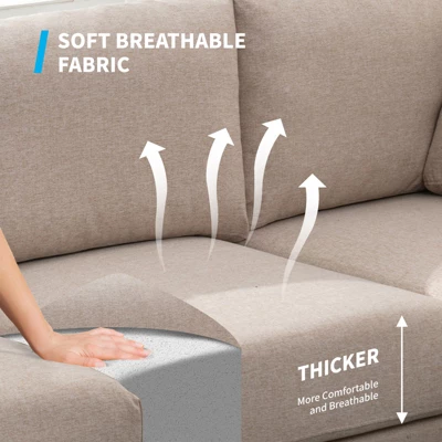 Mjkone Luxury 107"W*81.5''D Linen L-shaped Couch,6-Seat Oversized Sectional Sofa Couch With Corner Sofa 5 Mjkone Luxury 107"W*81.5''D Linen L-shaped Couch,6-Seat Oversized Sectional Sofa Couch With Corner Sofa - Image 5