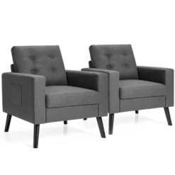 Costway Set Of 2 Accent Armchairs Upholstered Single Sofa Chairs W/ 2-Side Pockets -Baxton Studio Shop GUEST a24055ae 5974 42c9 9784 25533c62bd07