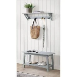 36" Middlebury Coat Hook With Bench Hall Tree Set Gray - Alaterre Furniture