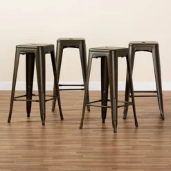 4pc Horton Gunmetal Metal Stackable Barstool Set Gun Metal - Baxton Studio 12 4pc Horton Gunmetal Metal Stackable Barstool Set Gun Metal - Baxton Studio -Baxton Studio Shop GUEST a28271d0 c9ae 4523 88a9 b51194e00fd7