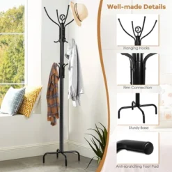 Costway 78'' Metal Coat Rack Free Standing Tree Hat Umbrella Holder Hanger Hooks Black -Baxton Studio Shop GUEST a282a0d3 57b0 4643 bece 42746fc0db0f