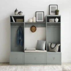 4pc Harper Entryway Set With Bench, Shelf And 2 Hall Trees - Crosley -Baxton Studio Shop GUEST a28e84ee a090 4551 9af5 b014532ceff0