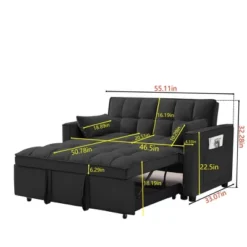 3 In 1 Convertible Sleeper Sofa Bed, Modern Velvet Loveseat Futon Sofa Couch W/Pullout Bed,Small Love Seat Lounge Sofa W/Reclining Backrest -Baxton Studio Shop GUEST a293c00d 0da8 4ec2 8a7c c6d896ba91bd
