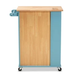 Liona Sky Wood Kitchen Storage Cart Blue/Natural - Baxton Studio -Baxton Studio Shop GUEST a296be05 c12d 426a 8e40 1dd8b24f27a9