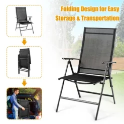 Costway 4PCS Patio Folding Dining Chair Recliner Adjustable Black -Baxton Studio Shop GUEST a2970e36 7fe7 46c5 886e c35170bc6f61